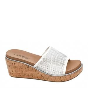 NEW CORKYS FOOTWEAR women’s let’s mesh around wedge heels in white